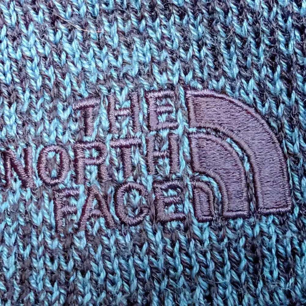 The North Face Blue Marled Beanie Hat Wool Blend Fleece Lined Winter Unisex cap